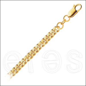 Bracelet gourmette 19 cm (poignet moyen), largeur 3.5 mm.
