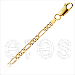 Bracelet figaro 19 cm (poignet moyen), largeur 2.3 mm.