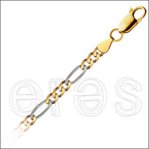 Bracelet figaro 19 cm (poignet moyen), largeur 2.9 mm.