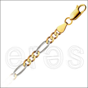 Bracelet figaro 19 cm (poignet moyen), largeur 3.6 mm.