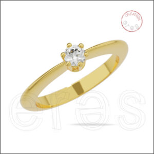 Solitaire or jaune brillant, petit diamant