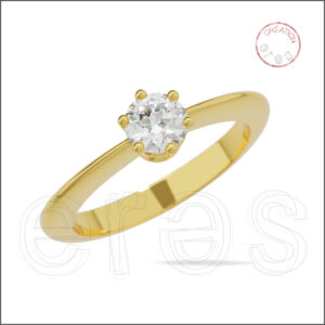 Solitaire or jaune brillant, diamant moyen