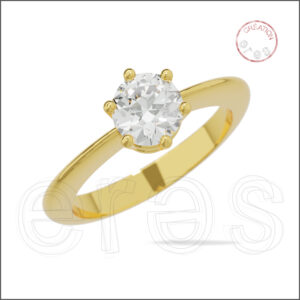 Solitaire or jaune brillant, grand diamant