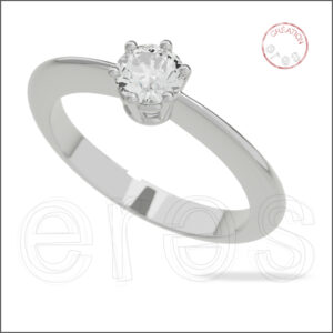 Solitaire or gris brillant, diamant moyen