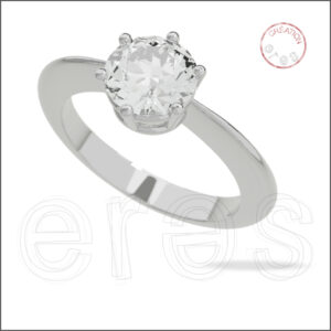 Solitaire or gris brillant, grand diamant