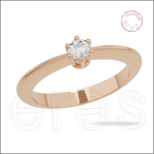 Solitaire or rouge brillant, petit diamant