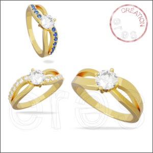Bague en or jaune, diamant central