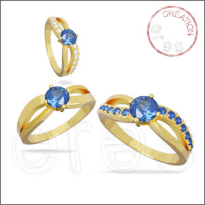 Bague en or jaune, saphir central