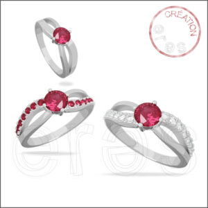 Bague en or gris, rubis central