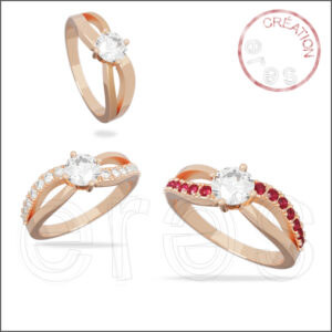 Bague en or rouge, diamant central