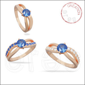 Bague en or rouge, saphir central
