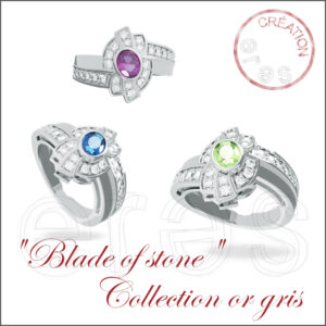 "Blade of stone" en or gris